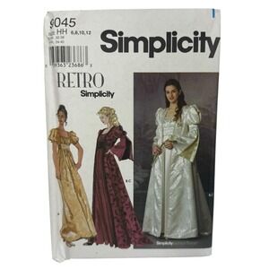 9045 Simplicity Retro Historical Costume Sewing Pattern Medieval Dress Size 6-12